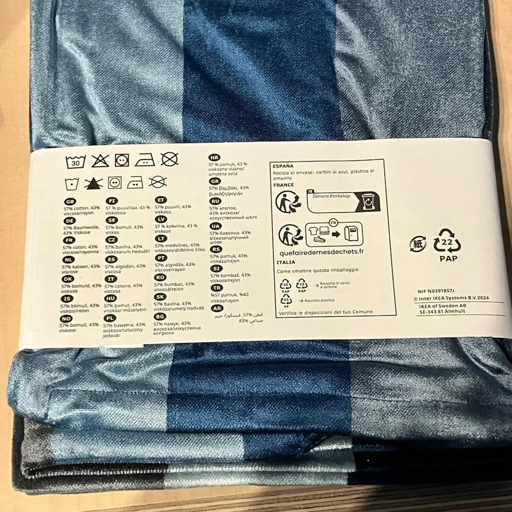 NEW IKEA 20x20 pillow cover sham Blue and Gray Fabric Cover multiples velvet