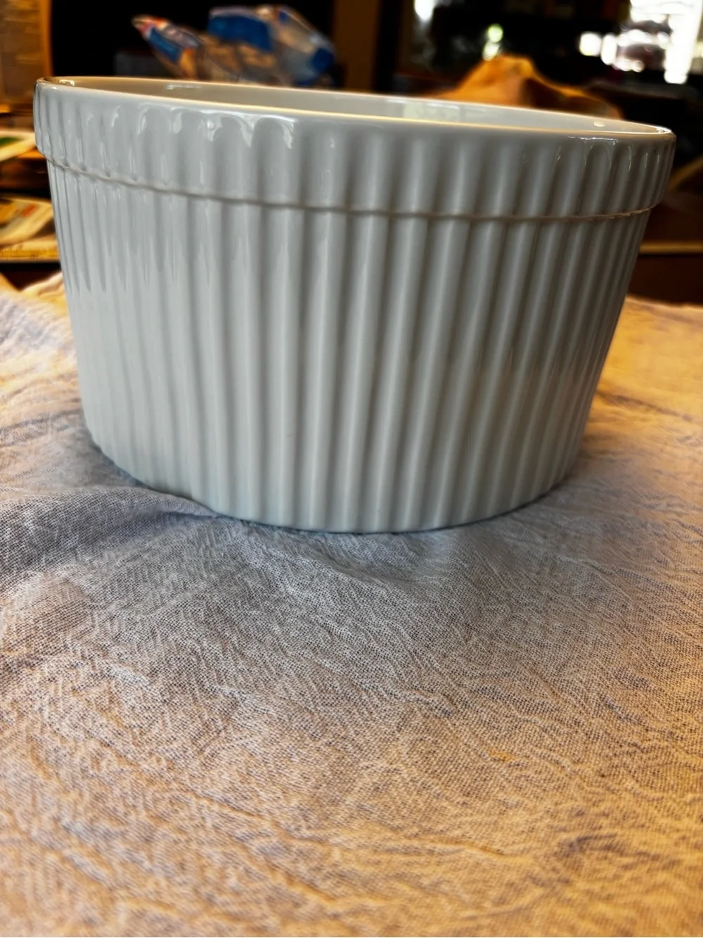 Crate&Barrel White Fluted Ceramic Ramekin