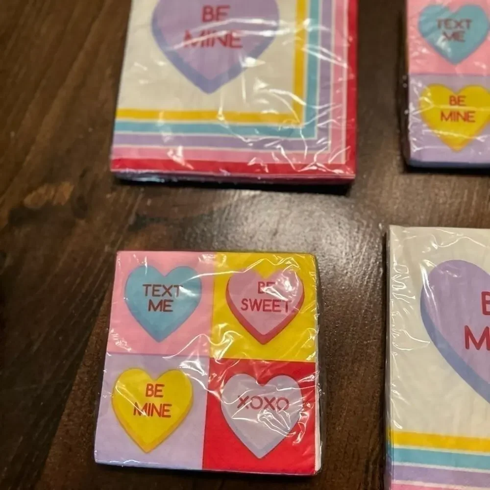 Party Creations Candy Hearts Napkins Valentines Day 4 Packs Party Supplies Decor