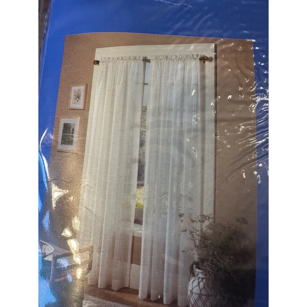 United Curtains Belgium Waffle Weave Natural Panels 54x84 Lot of 2 ‎ NWT