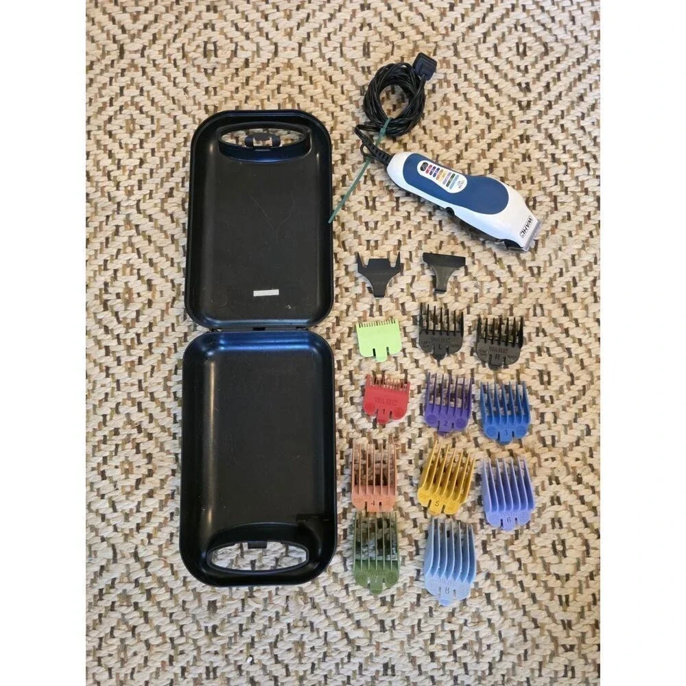 Wahl Color Pro‎ Corded Hair Clipper Kit Model MC3 Color Coded Guides Case H1