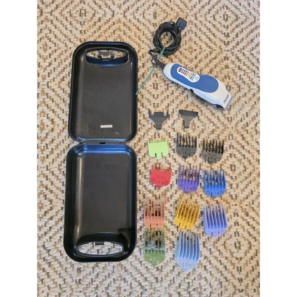 Wahl Color Pro‎ Corded Hair Clipper Kit Model MC3 Color Coded Guides Case H1