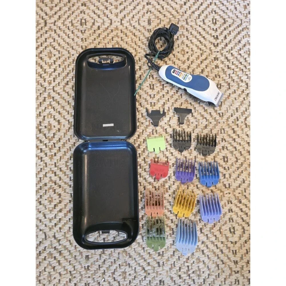 Wahl Color Pro‎ Corded Hair Clipper Kit Model MC3 Color Coded Guides Case H1