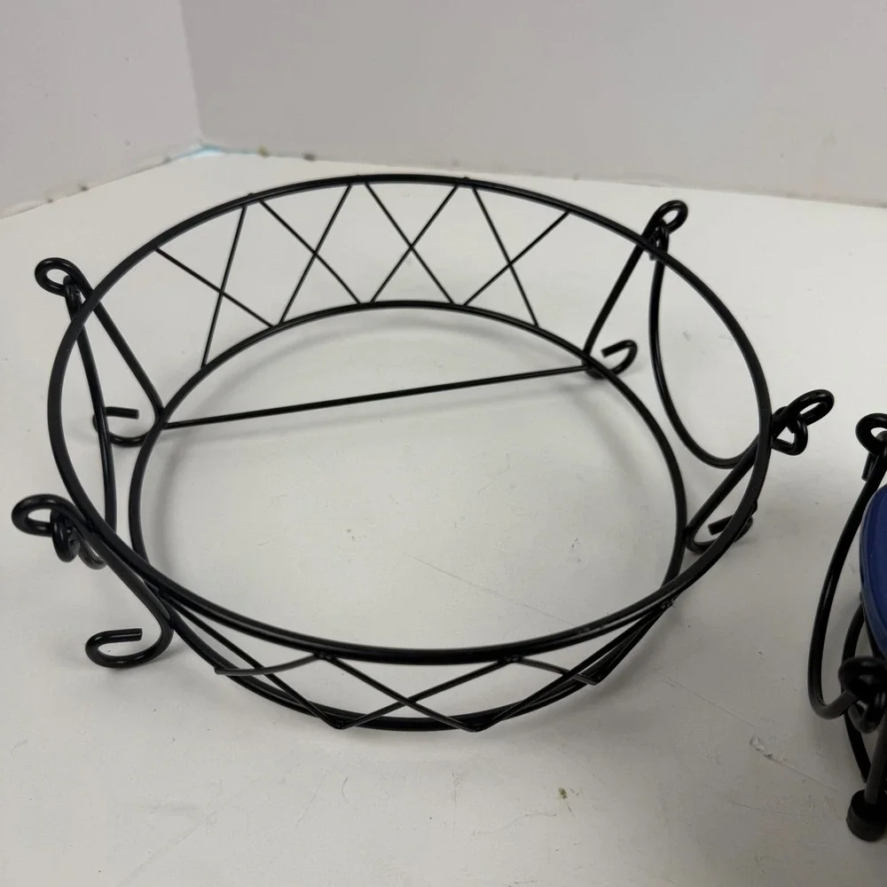 Temp-tations Old World Blue Ceramic Round Baker Set 1QT 2QT with Wire Racks