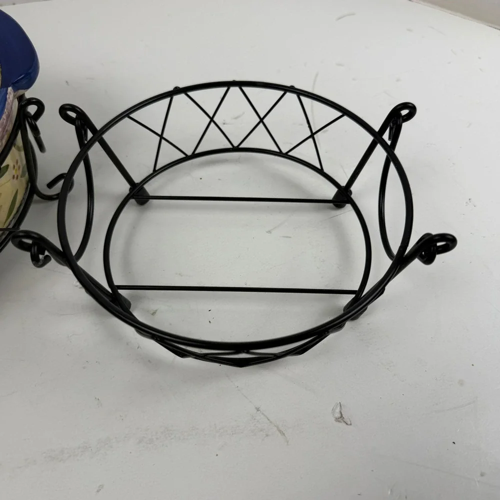 Temp-tations Old World Blue Ceramic Round Baker Set 1QT 2QT with Wire Racks