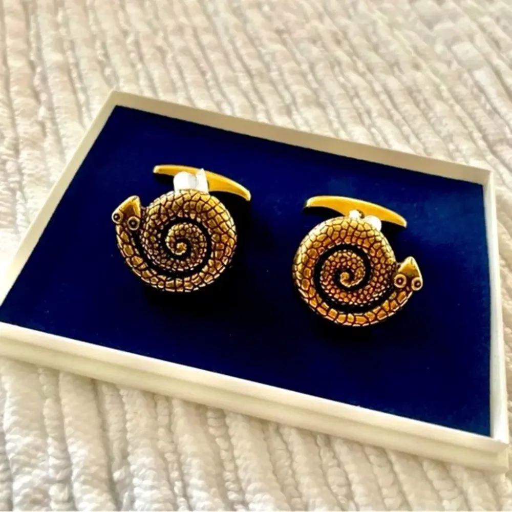 NWT VINTAGE KALEVALA KORU Snake‎ Cuff Links in Brass