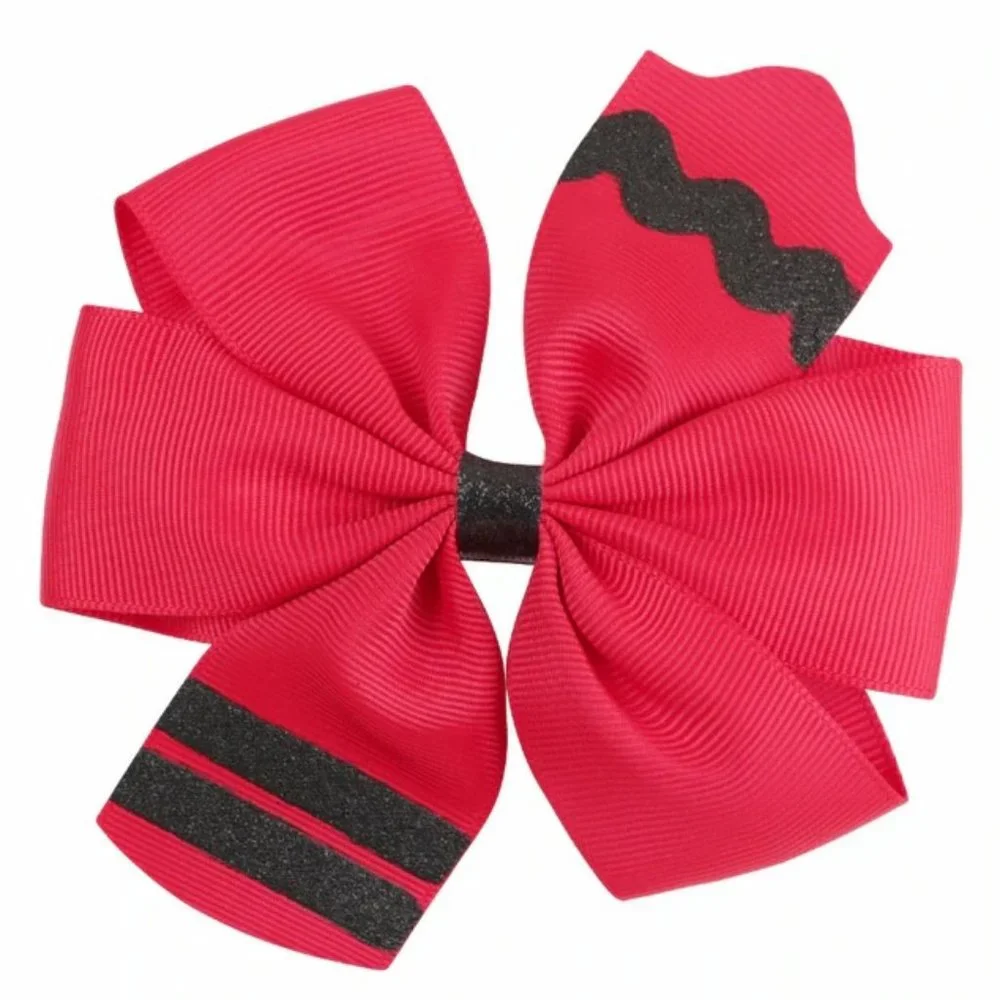 Back to School Red Crayon Girl Hair Bow Clip