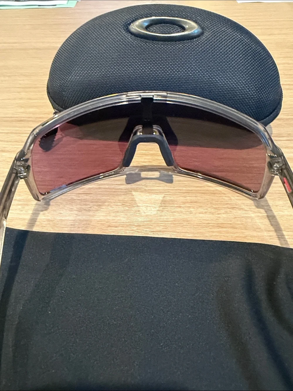 Oakley Clear Frame Sutro Glasses with Black Mirrored Lens and Black Case