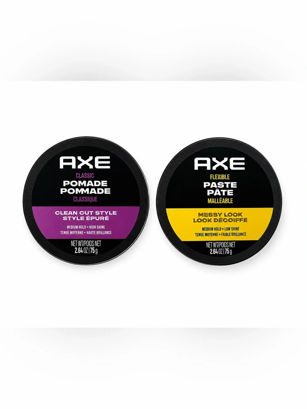 AXE Hair Styling Pomade & Flexible Paste Set – 2 x 2.64 oz (75g) – Medium Hold