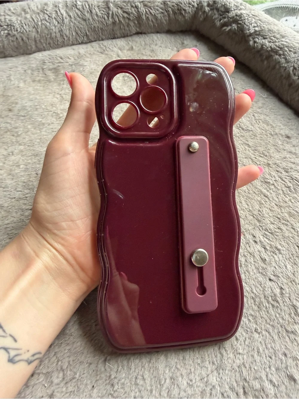 iPhone 13 Pro Max Adjustable Strap Burgundy Phone Case for Modern Smartphones