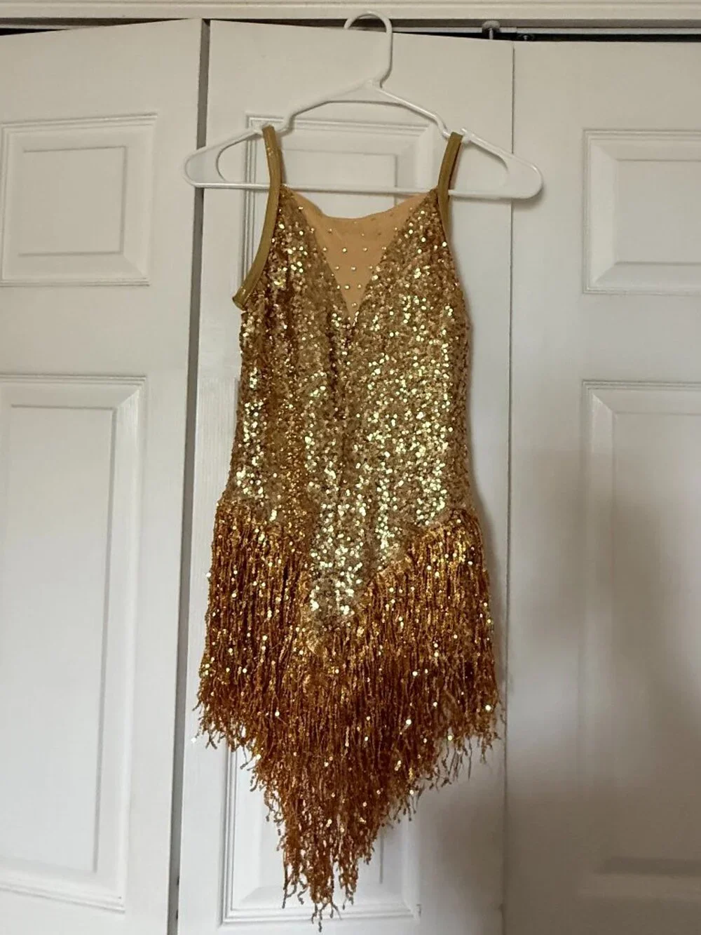Weissmans Gold Fringe rhinestone swing, flapper dance costume