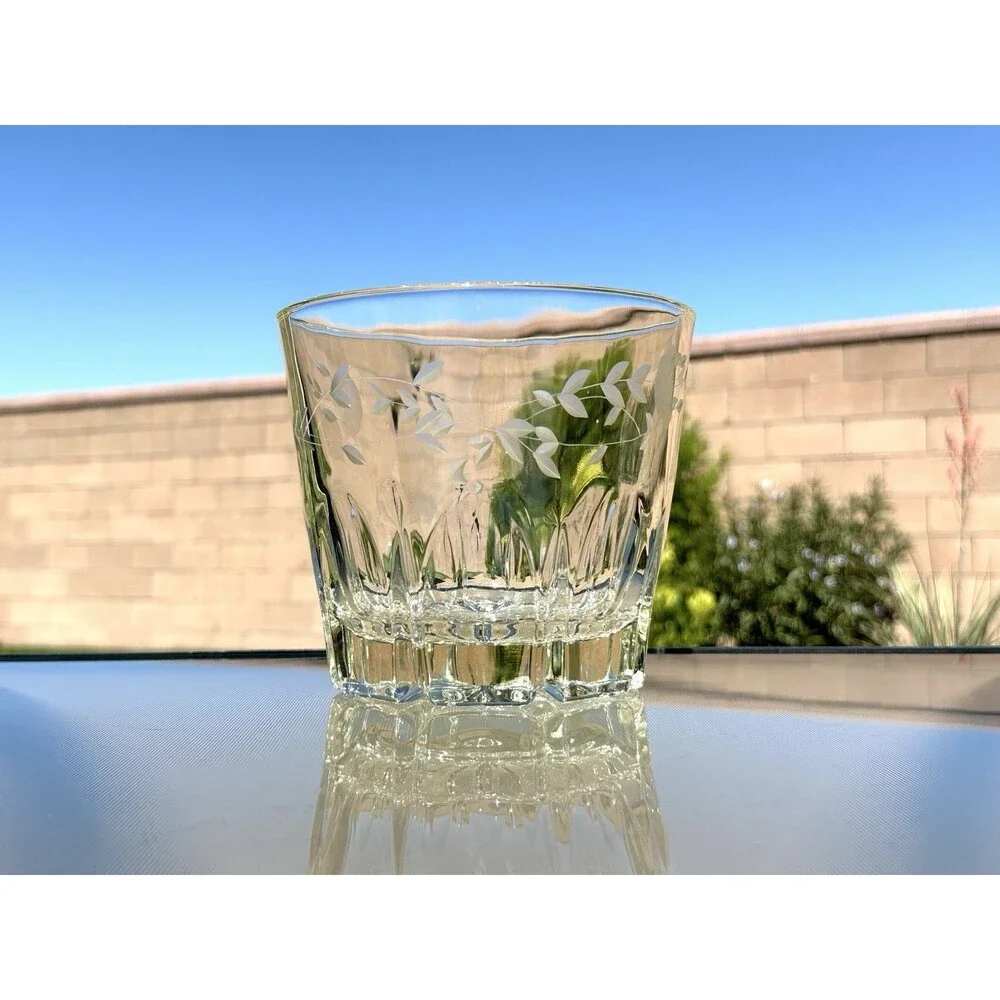 Vintage Princess House Heritage Crystal Ice Bucket Etched Floral Glass 5.5”