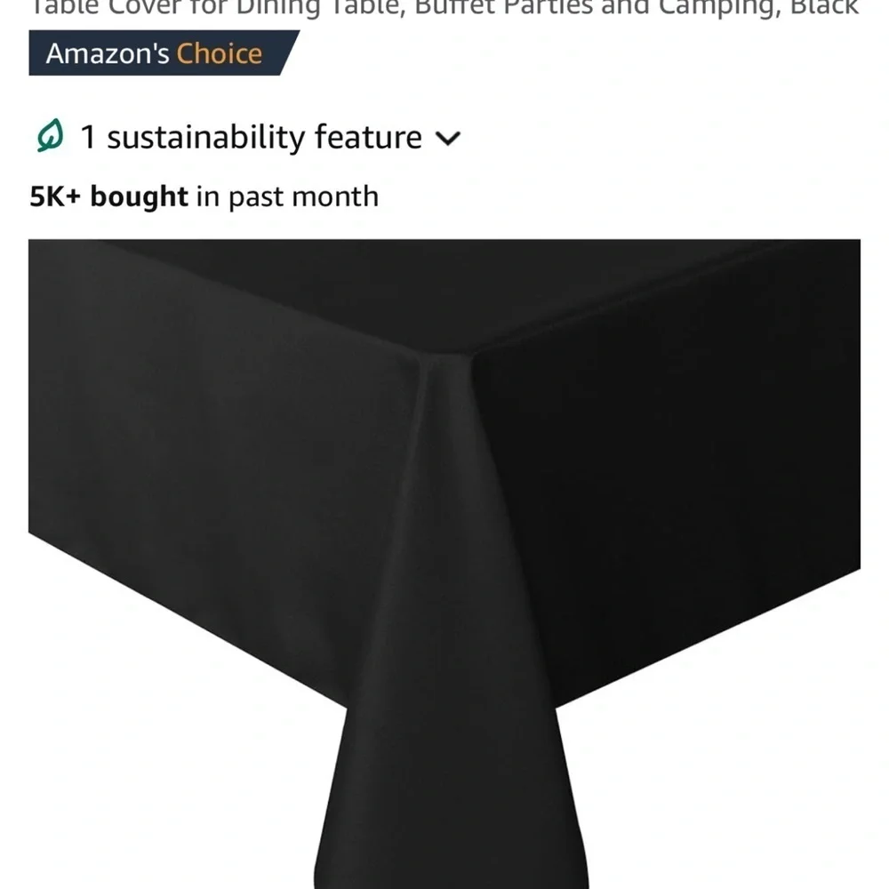 Black rectangular tablecloth 60 x 84