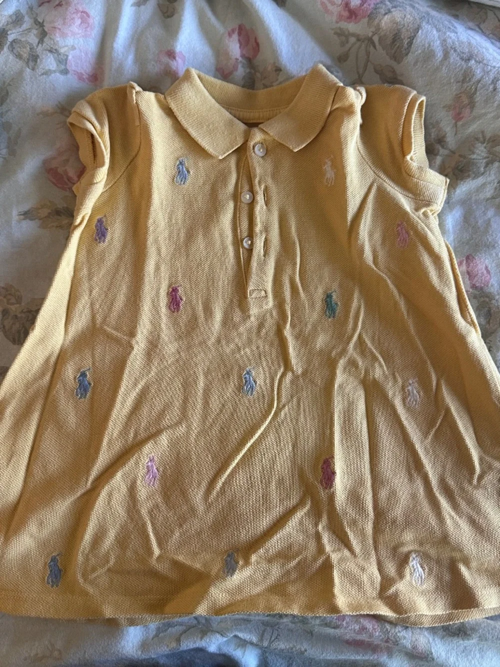 Yellow Pony Embroidered Polo Dress 6M