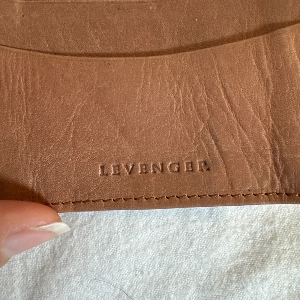 Levenger Pebbled Saddle Brown Fine Leather ID Credit Card Wallet NEW‎ In Box