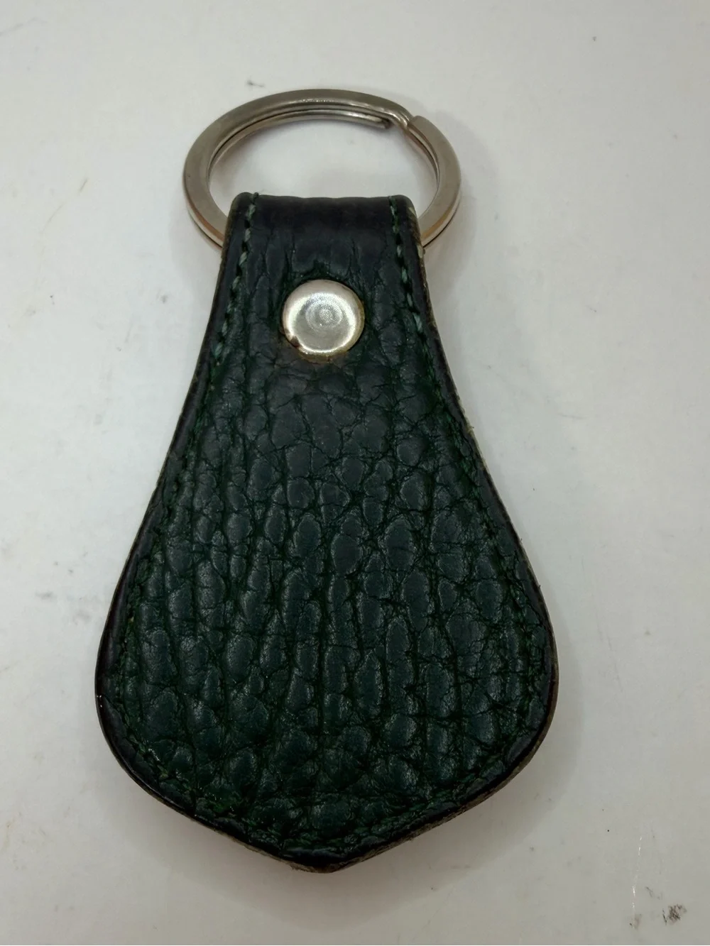 Dooney & Bourke Green and Brown Leather Key Fob with Brass Duck Medallion