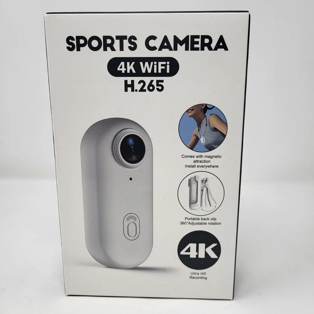 Sports Camera 4K Wifi H.265 White Waterproof‎ Shell Wide Angle Lens