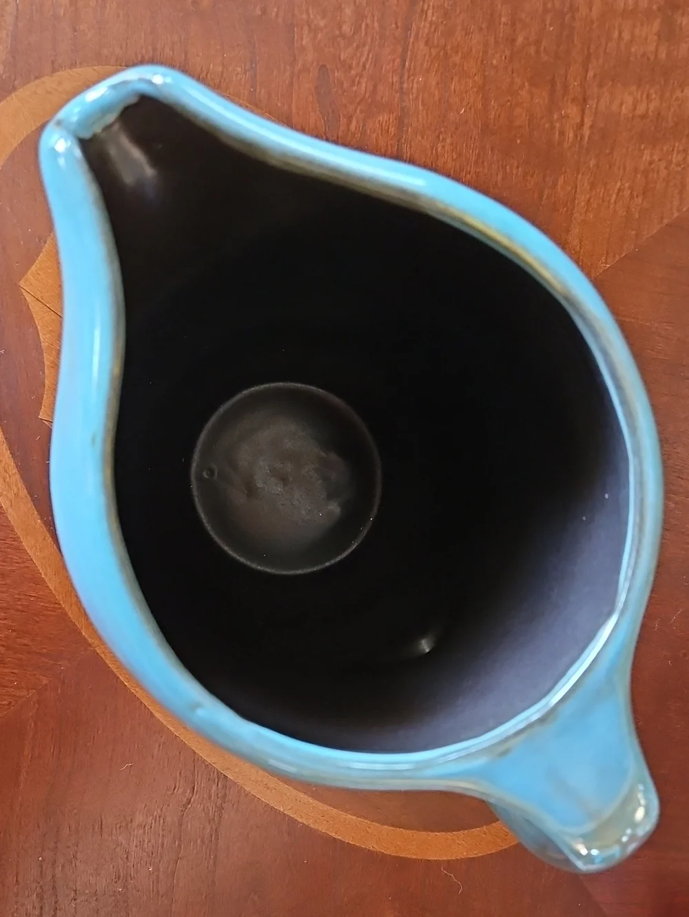Vintage Design by Mara Mexico Art Pottery Pitcher Blue Stoneware Folk Art Figure