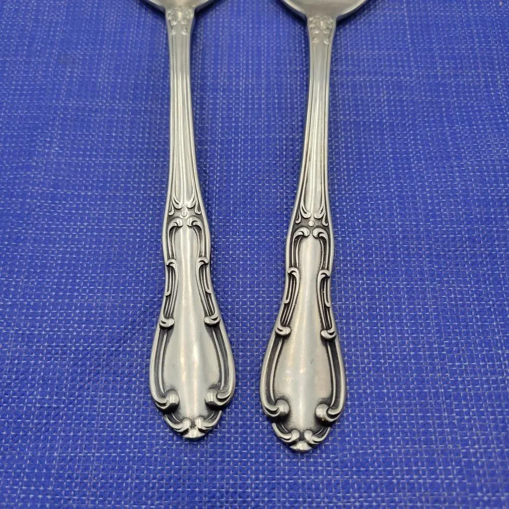 Set of 2 Towle Silver Merrimack Stainless Steel USA Serving Pieces Spoon