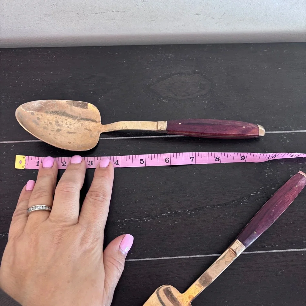 Vintage Brass‎ and Rosewood Salad Serving Set | Spoon and Fork | MCM