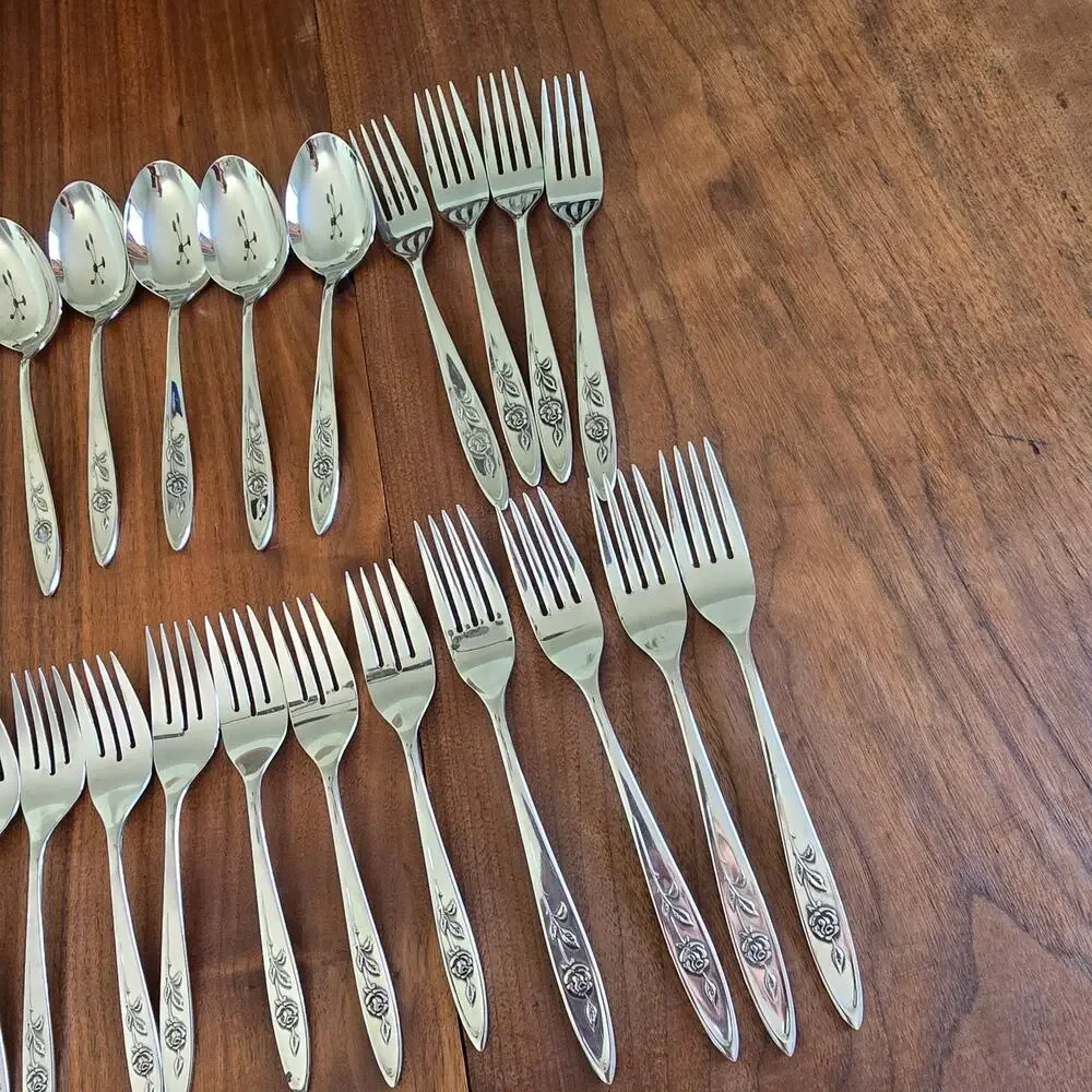 Oneida Community Stainless My Rose Pattern Flatware 40 Pc 1960s Mid Century Mod