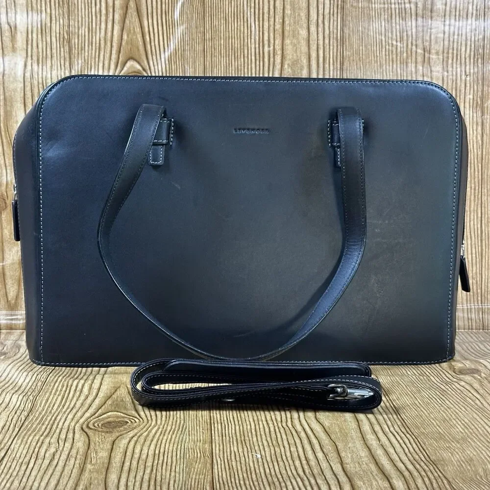 Lavender Briefcase Shoulder Work Hobo Satchel‎ Tote Bag Black Leather