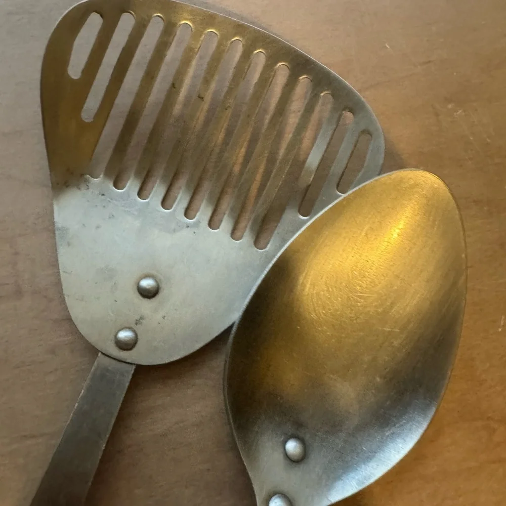 Vintage Black Handle Stainless Steel Kitchen Utensil Set