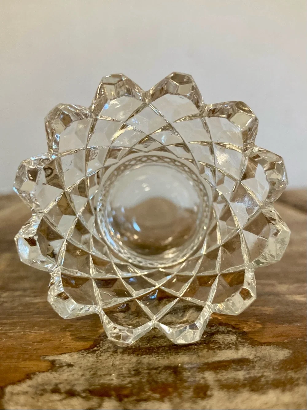 Vintage Glass Toothpick Holder Diamond Pattern