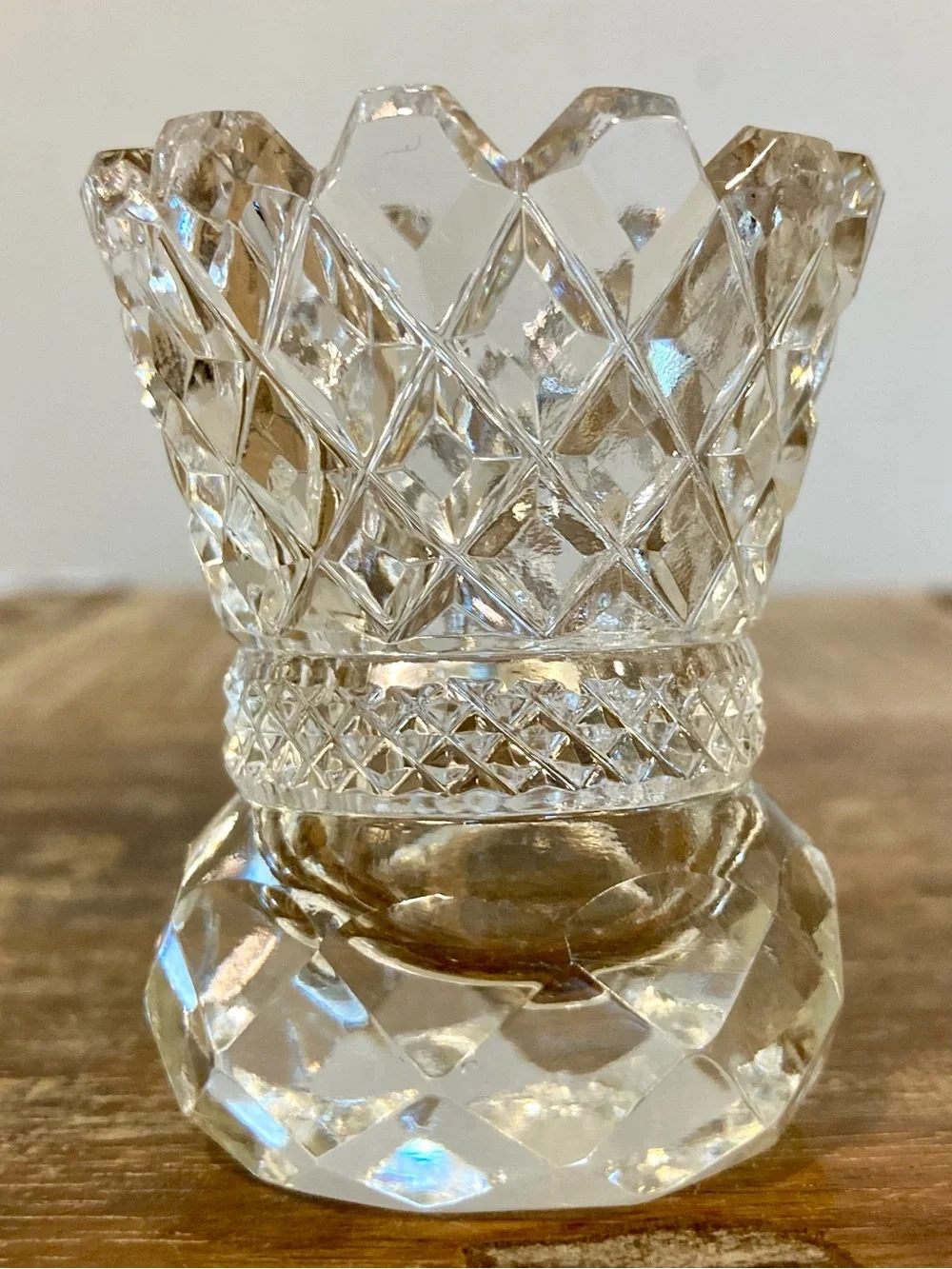 Vintage Glass Toothpick Holder Diamond Pattern