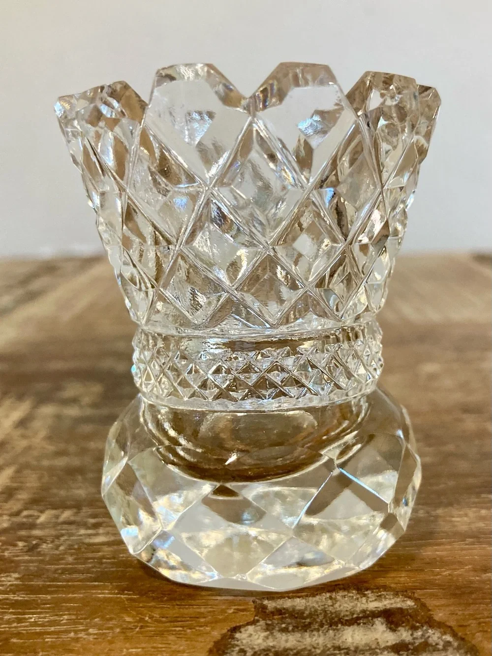 Vintage Glass Toothpick Holder Diamond Pattern