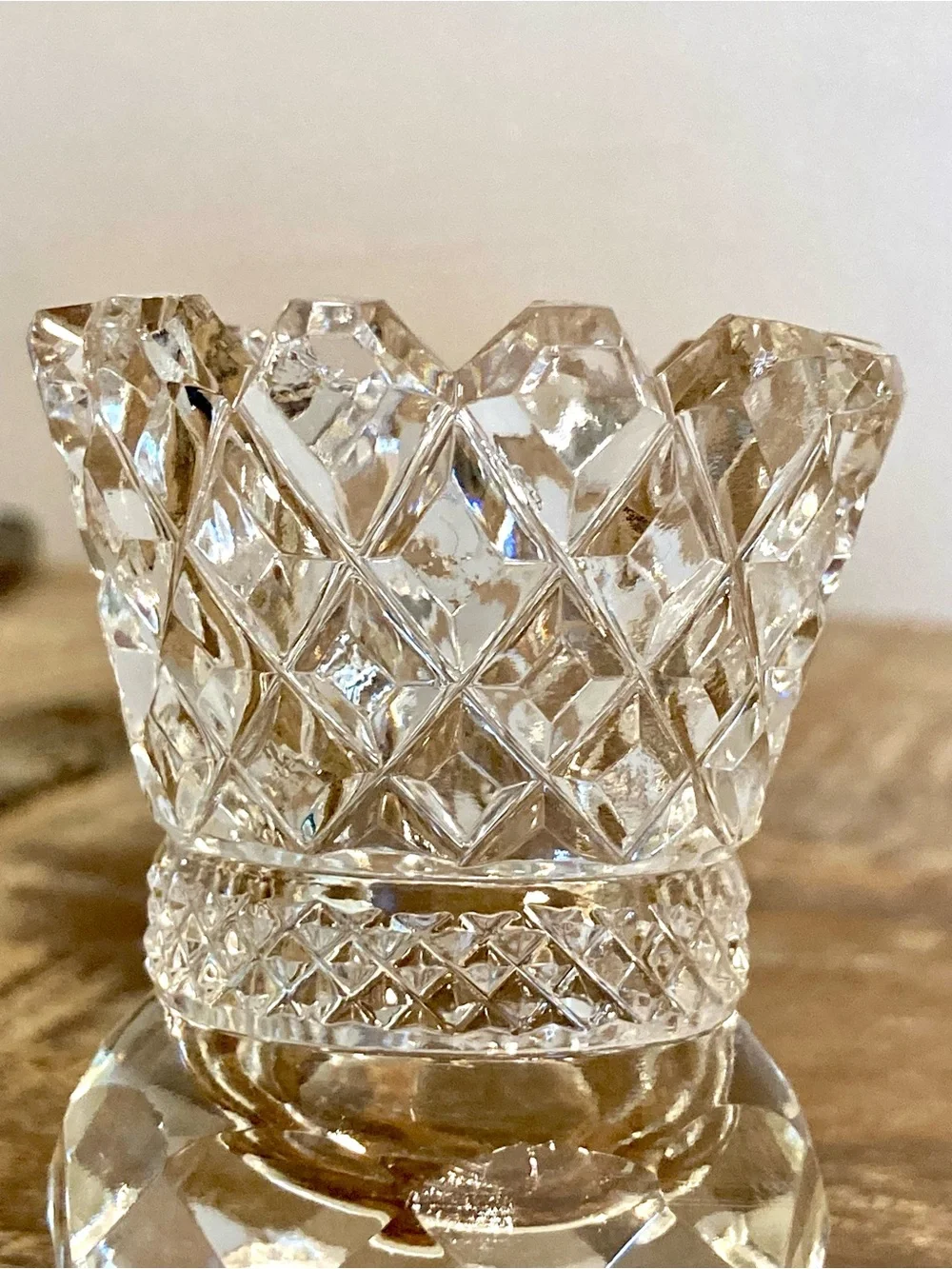 Vintage Glass Toothpick Holder Diamond Pattern