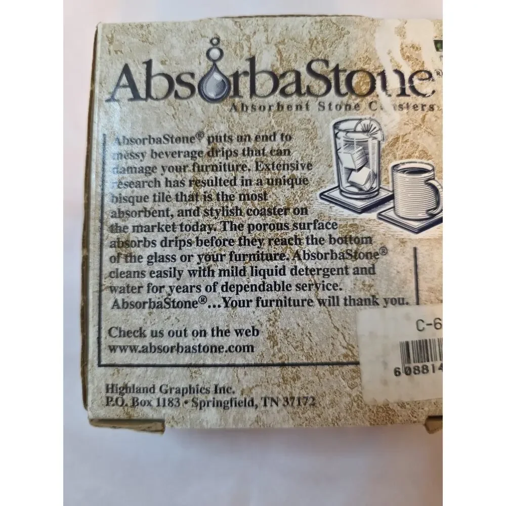 Stone Art absorbent four coasters set cats kittens Highland Graphics unused