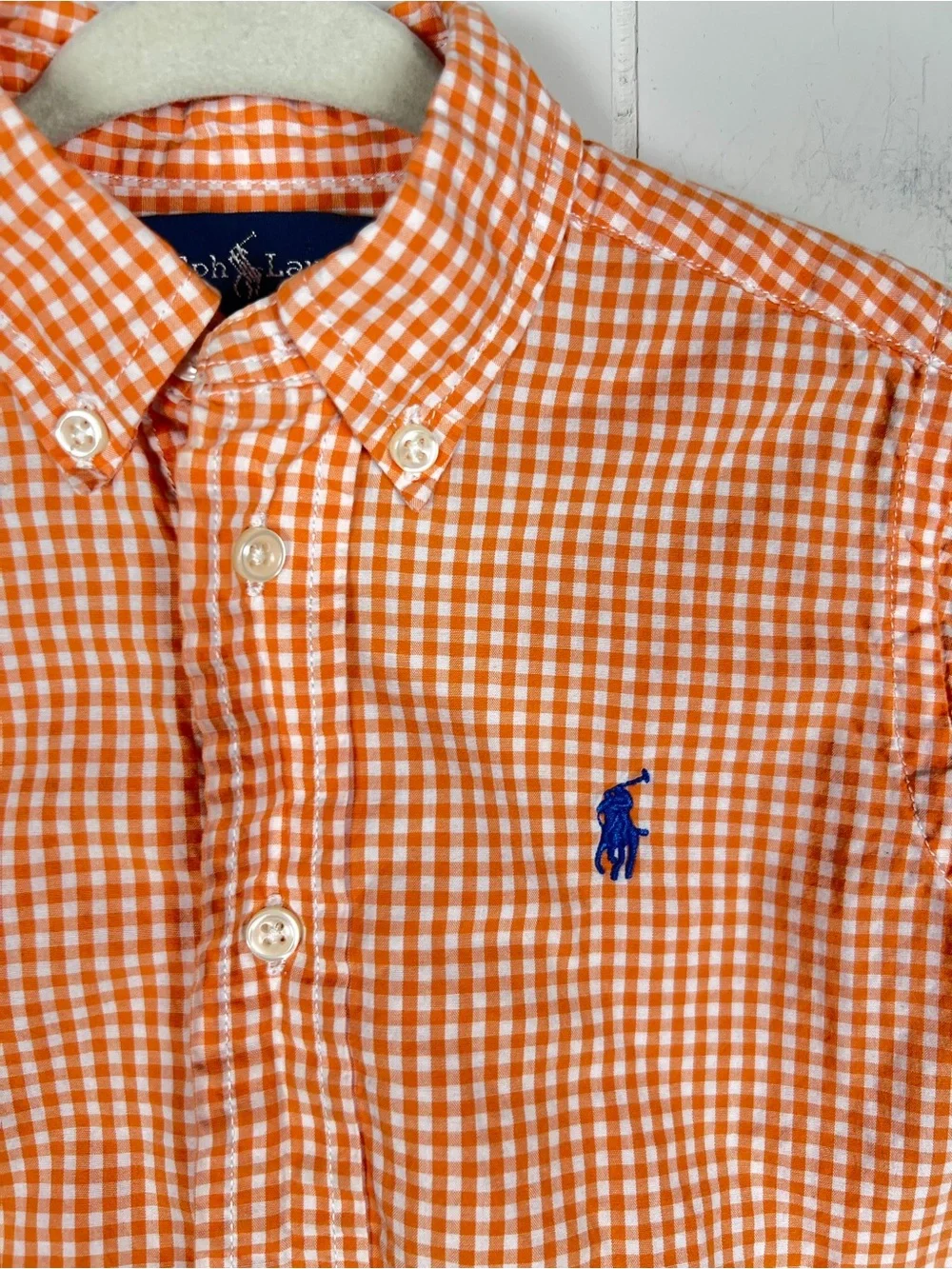 Ralph Lauren Orange Gingham Button-Down Shirt Boys 18M