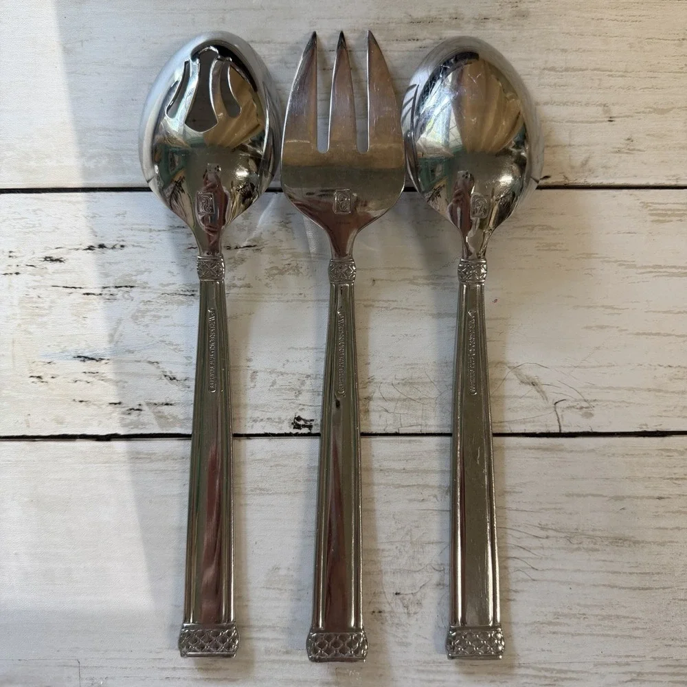 WATERFORD Stainless Padova 3-Piece HOSTESS SERVING SET Spoons‎ Fork Discontinued