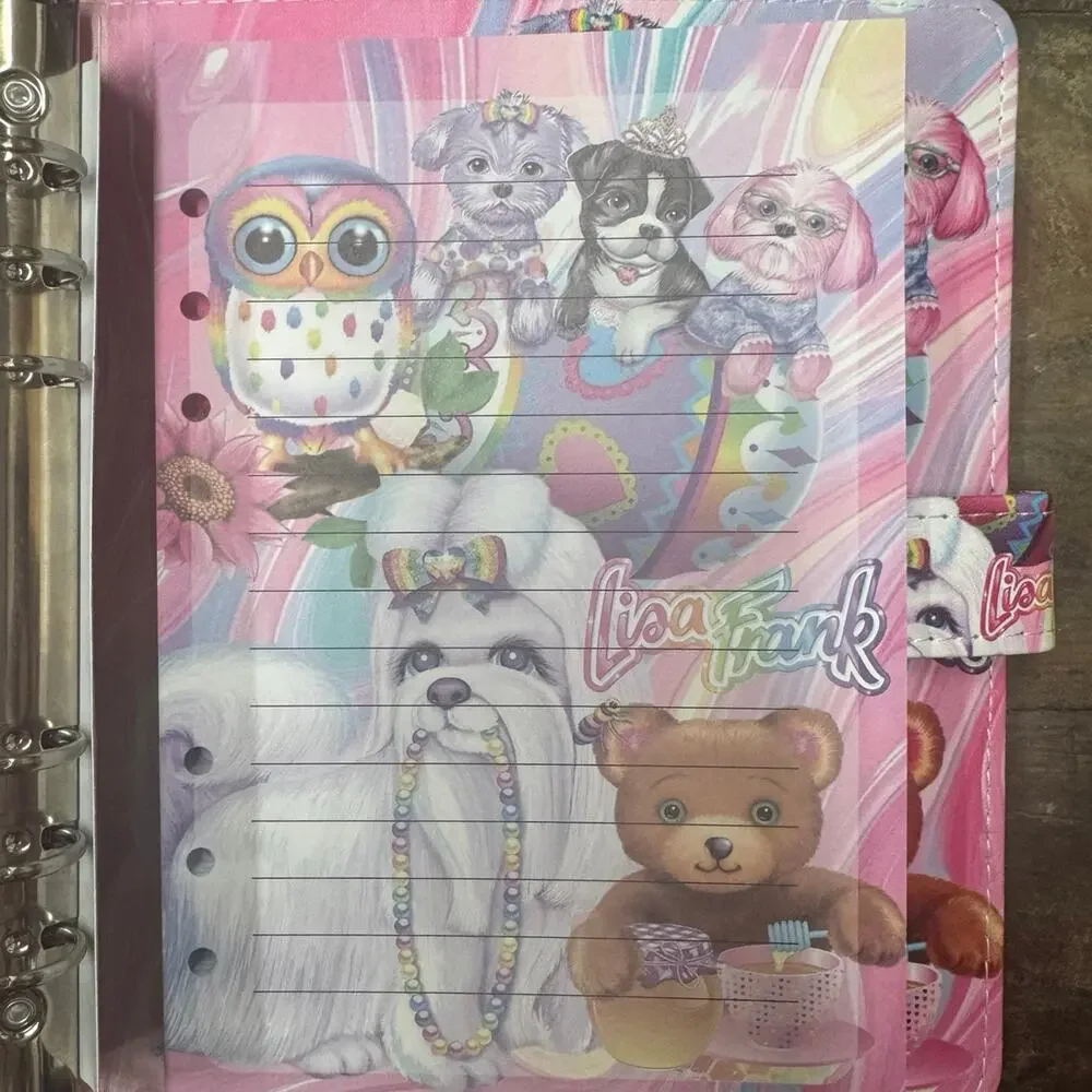 Lisa Frank Dogs A5 6 ring binder with matching paper