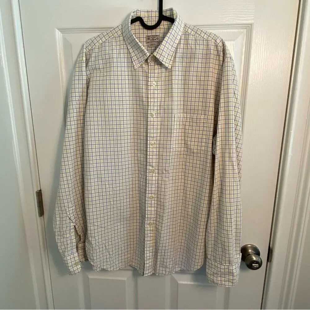 J. Crew Button Down Shirt Mens Size Large Plaid Check tailored Fit L