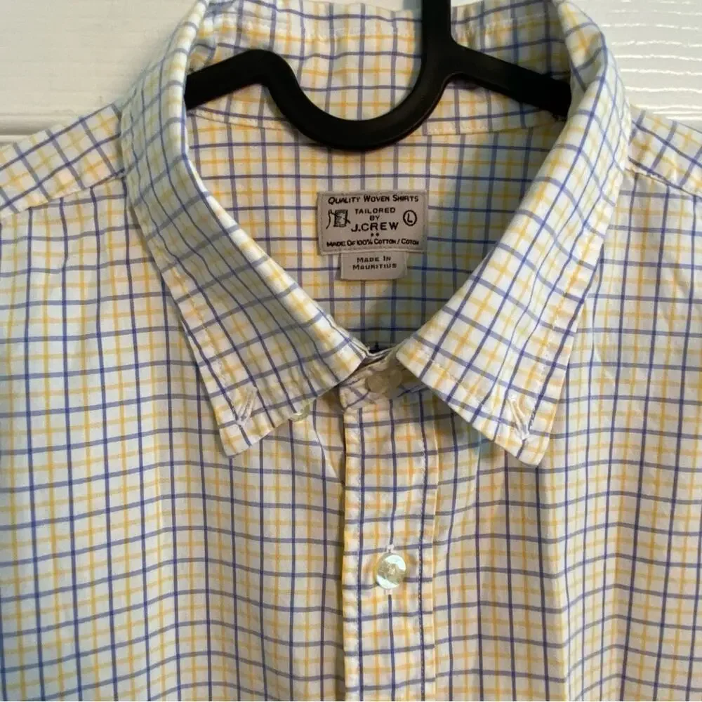 J. Crew Button Down Shirt Mens Size Large Plaid Check tailored Fit L