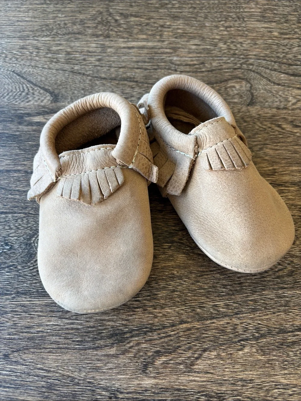 Freshly Picked Weathered Brown Moccasin Baby Shoe