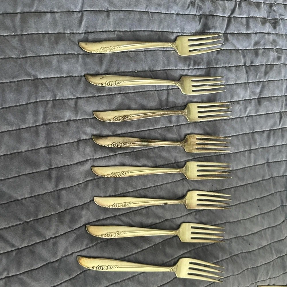 Lilac Time Silver‎ Plate Oneida Ltd 1881 Rogers Salad Forks Lot Of 8 1957