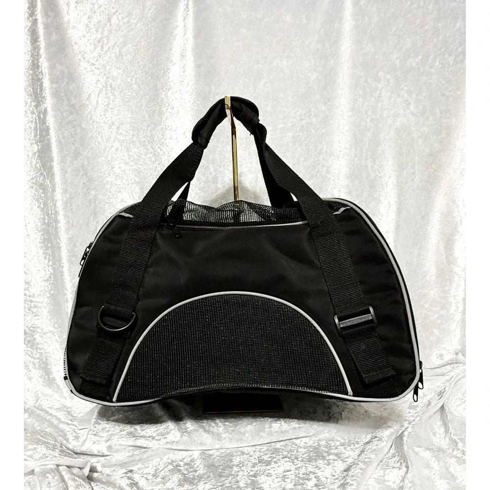 Black‎ Mesh Soft Sided Pet Carrier Bag Small Dog Cat Travel Tote Reflective Trim