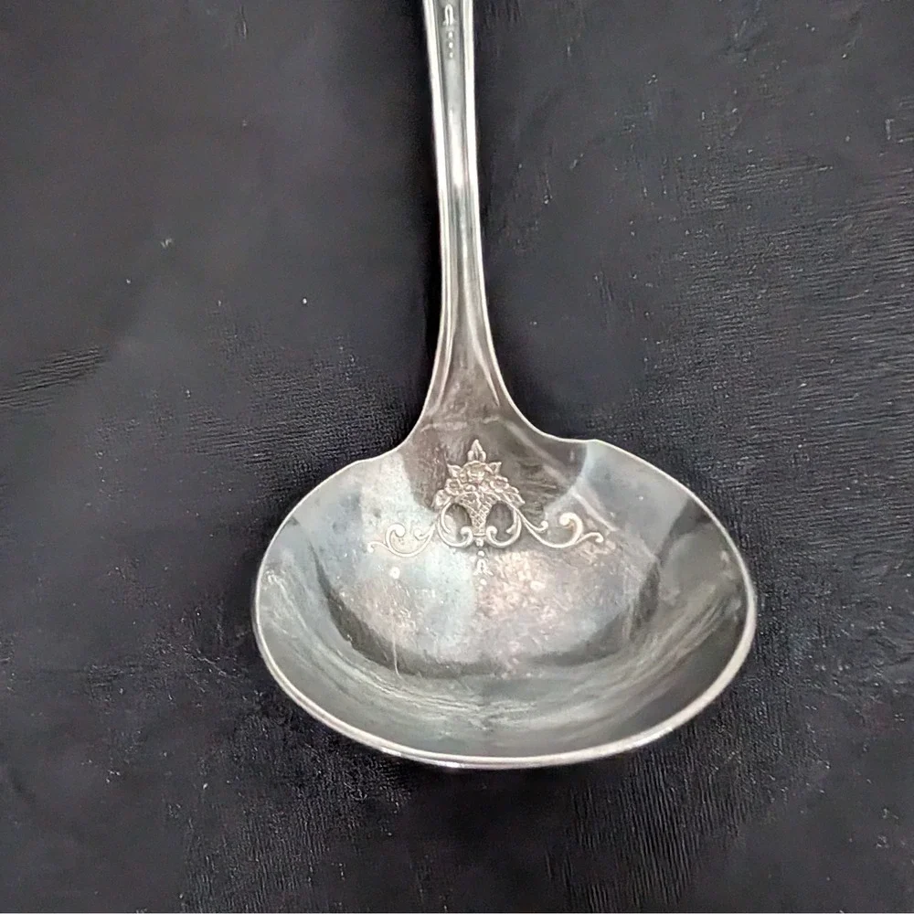 Antique William A.‎ Rogers Silver Overlaid Gravy Ladle Sauce Spoon Etching
