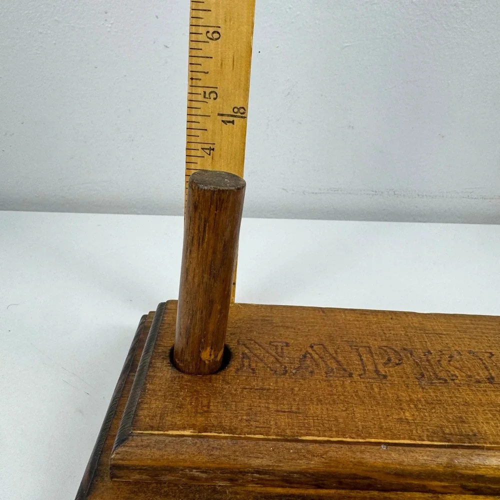 Vintage Wooden Napkin Holder Weighted Two Post Rustic Farmhouse Kitchen Decor‎
