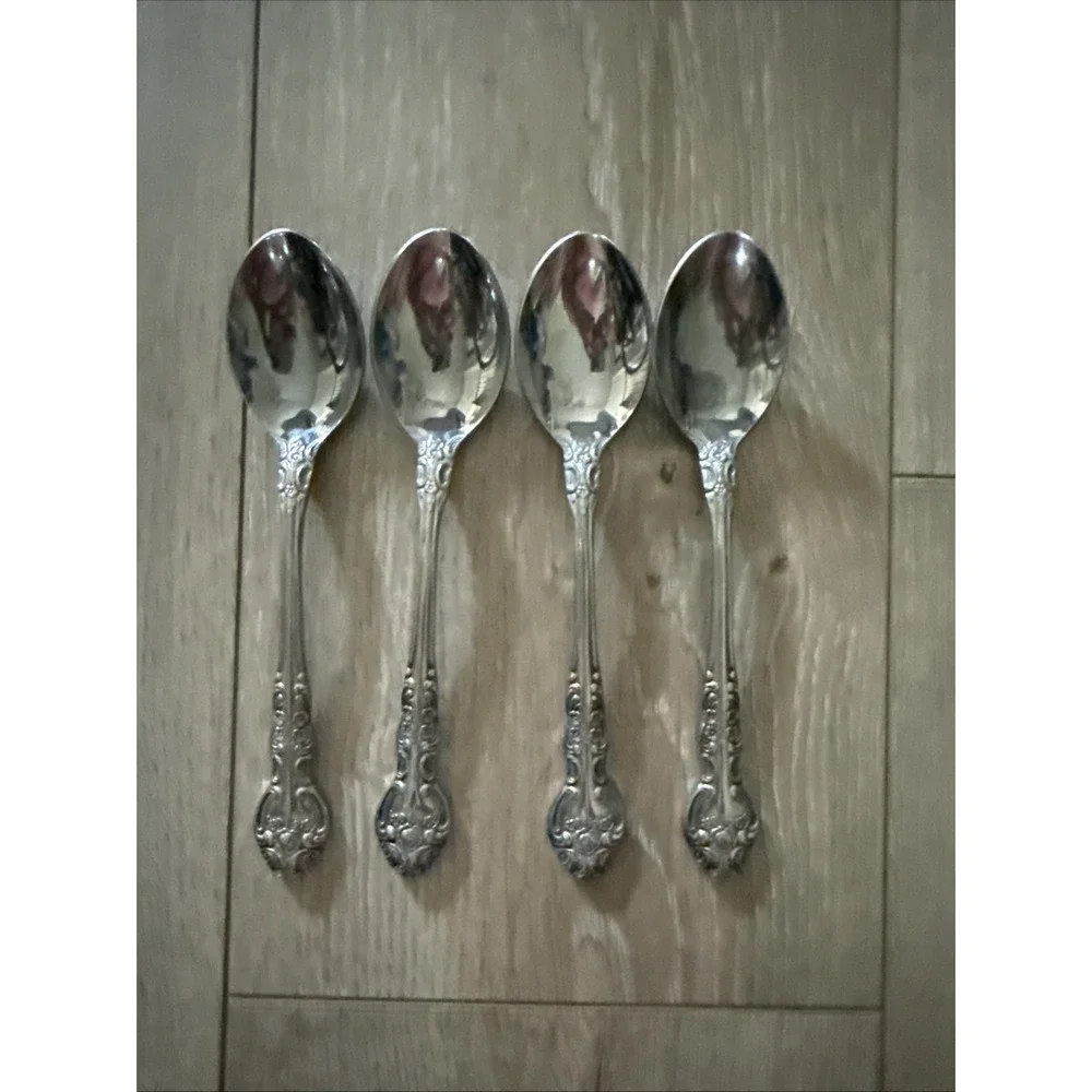 National SONORA Stainless NS Japan Floral Glossy Silverware Flatware Lot of 4‎