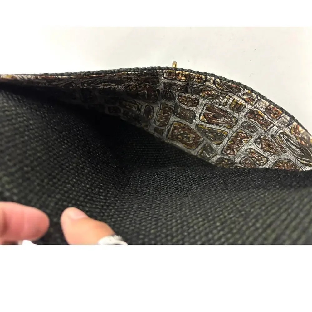 VTG 1970s Charcoal Black Tweed Hobo Bag Gold Hardware‎ Unique