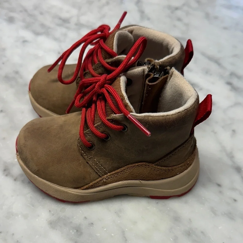 Brown Ugg Boots with Red Accents