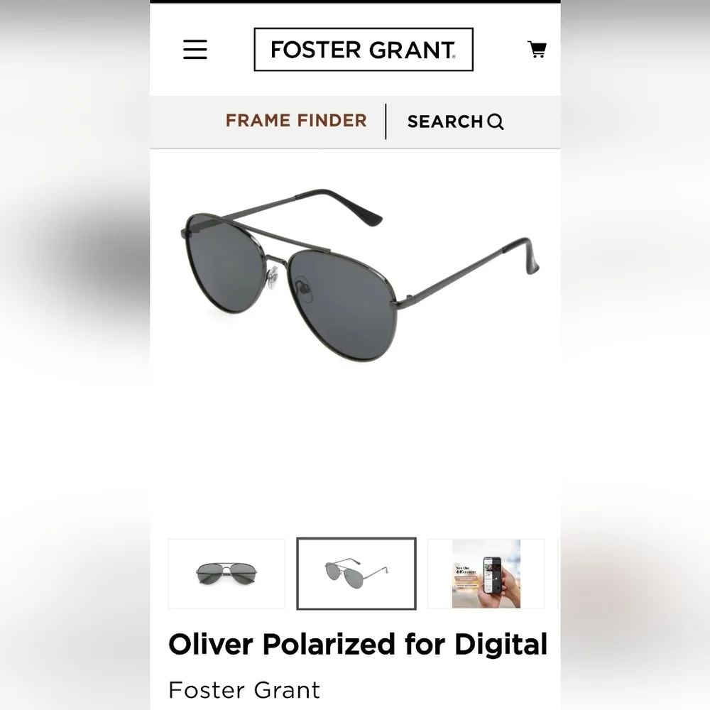 NWT Foster‎ Grant Mens Black Aviator Polarized Sunglasses