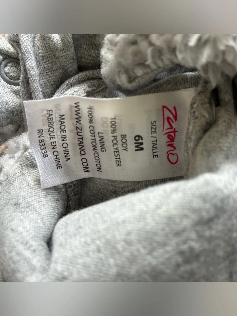 Zutano set of 3-6 month infant booties, cream cozy fleece and gray furry gripper