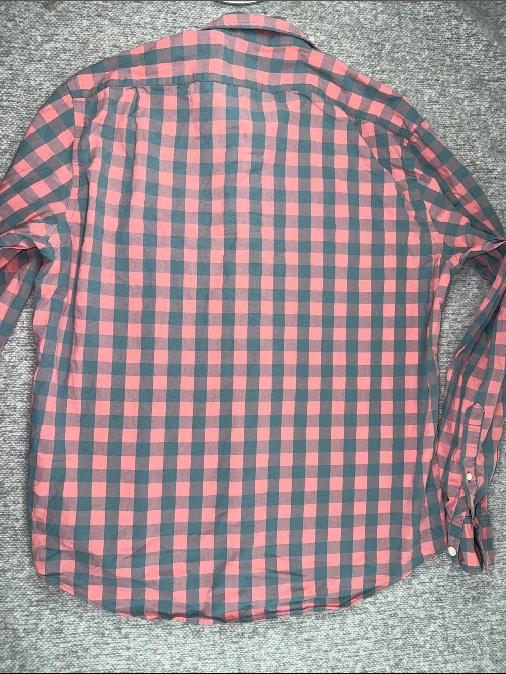 J. Crew Coral Pink and Gray Gingham Button-Down Shirt Slim Size L