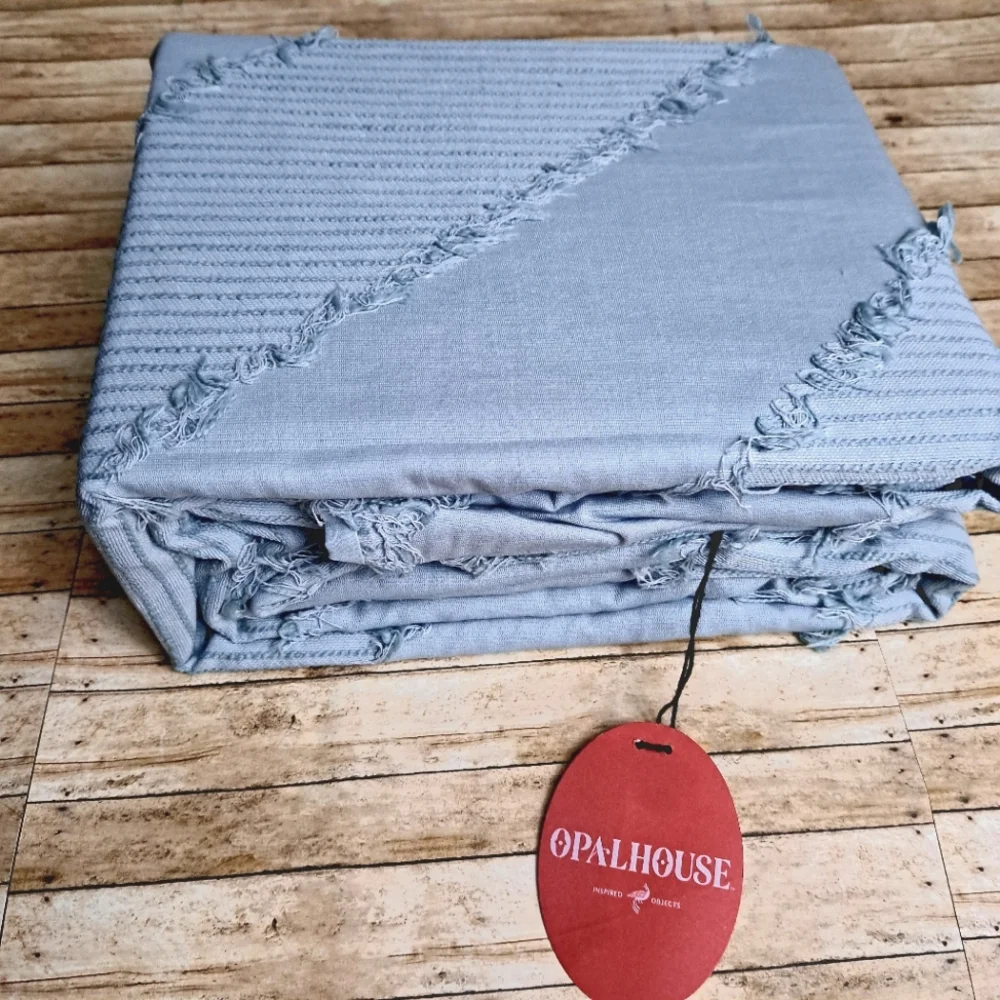 OPAL HOUSE 2pcs BlueTwin/Twin Extra Long Cotton Dovet Cover Set