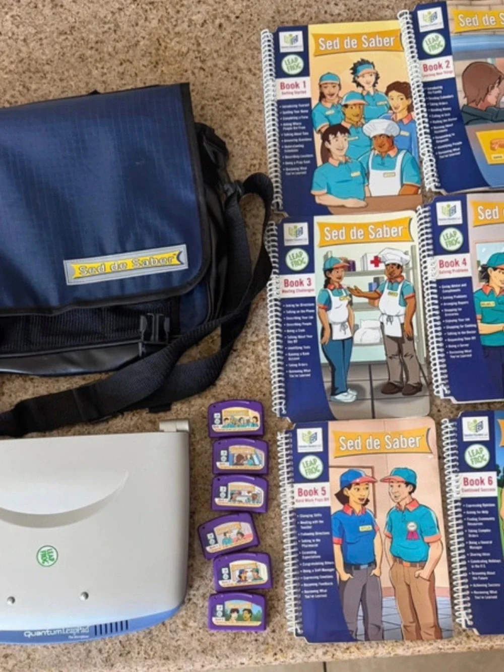 LeapFrog Quantum LeapPad Sed De Saber Learn Spanish English 6 Book Set Working